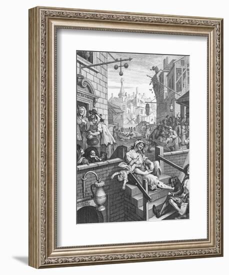 Gin Lane, 1751-William Hogarth-Framed Giclee Print