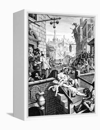 Gin Lane, 1751-William Hogarth-Framed Premier Image Canvas