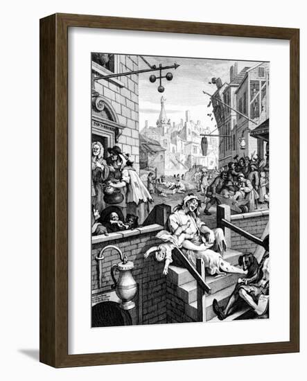 Gin Lane, 1751-William Hogarth-Framed Giclee Print