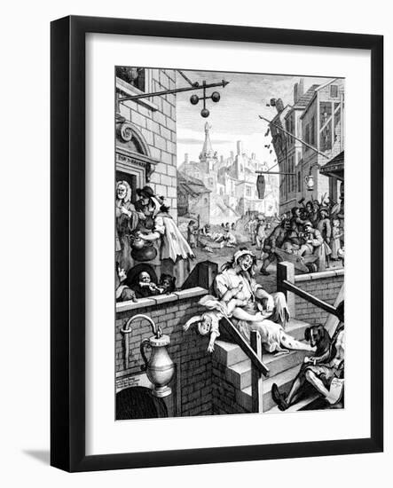 Gin Lane, 1751-William Hogarth-Framed Giclee Print