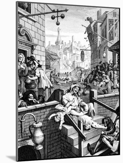 Gin Lane, 1751-William Hogarth-Mounted Giclee Print