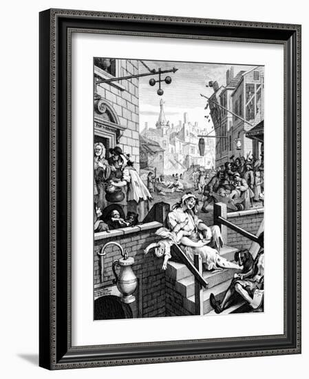 Gin Lane, 1751-William Hogarth-Framed Giclee Print