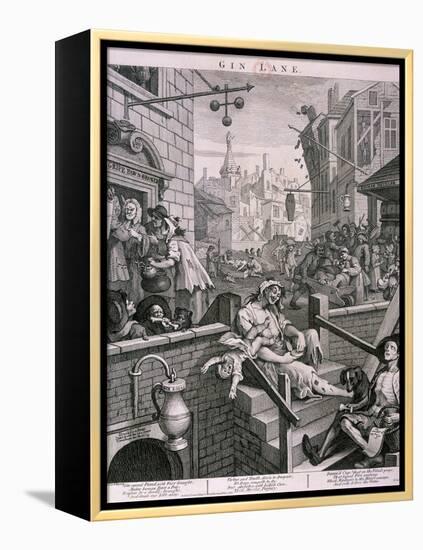 Gin Lane, 1751-William Hogarth-Framed Premier Image Canvas