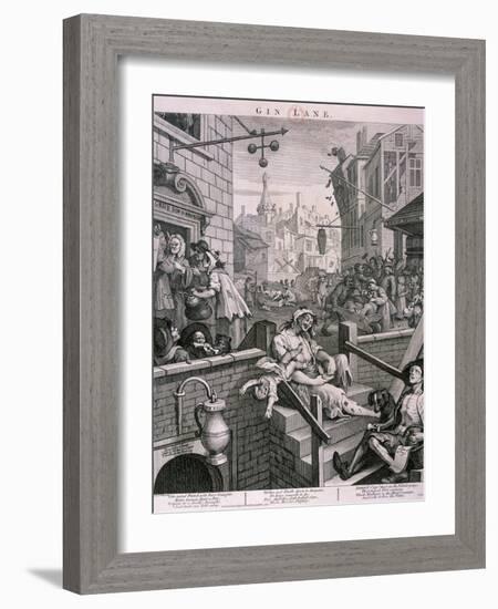 Gin Lane, 1751-William Hogarth-Framed Giclee Print