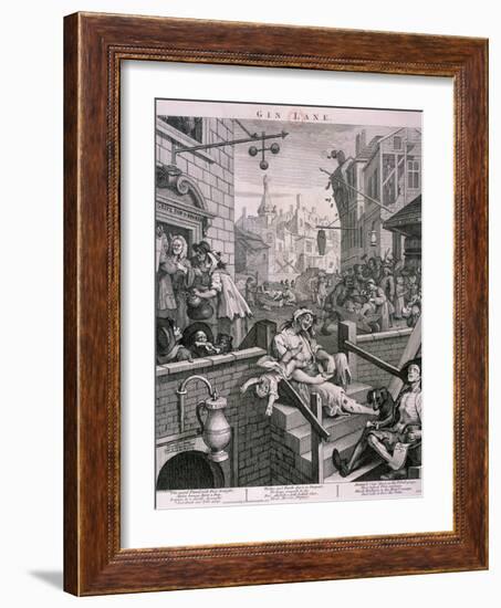 Gin Lane, 1751-William Hogarth-Framed Giclee Print