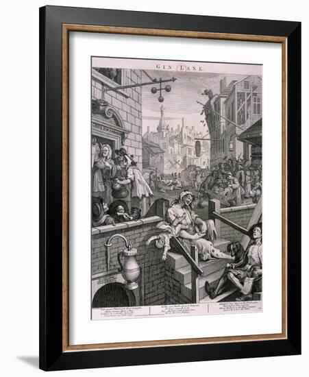 Gin Lane, 1751-William Hogarth-Framed Giclee Print