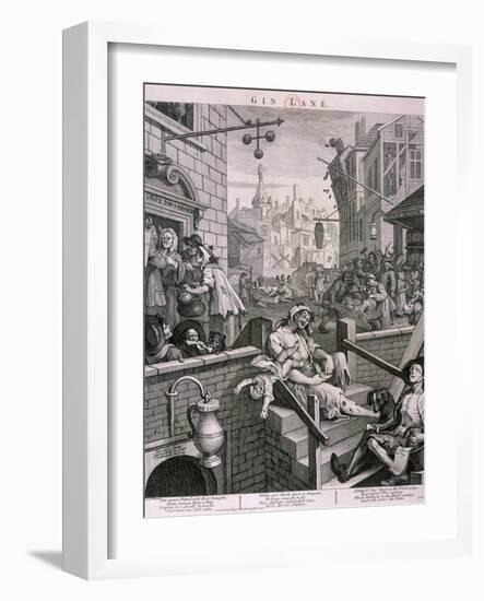 Gin Lane, 1751-William Hogarth-Framed Giclee Print