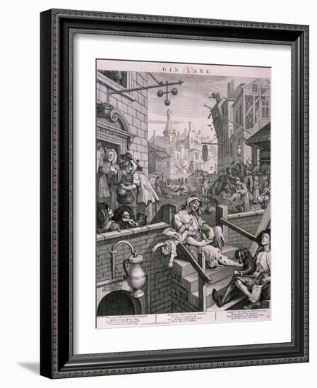 Gin Lane, 1751-William Hogarth-Framed Giclee Print