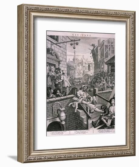 Gin Lane, 1751-William Hogarth-Framed Giclee Print