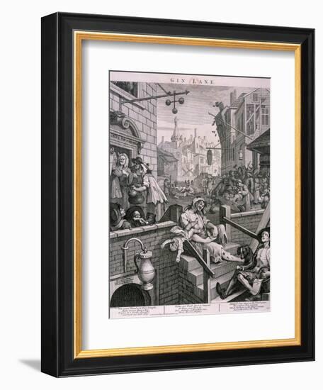 Gin Lane, 1751-William Hogarth-Framed Giclee Print