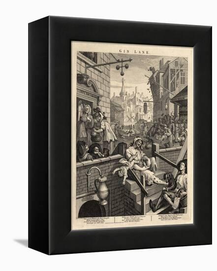 Gin Lane (Beer Street and Gin Lane), 1751-William Hogarth-Framed Premier Image Canvas