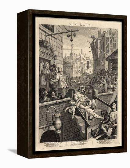 Gin Lane (Beer Street and Gin Lane), 1751-William Hogarth-Framed Premier Image Canvas