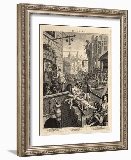 Gin Lane (Beer Street and Gin Lane), 1751-William Hogarth-Framed Giclee Print