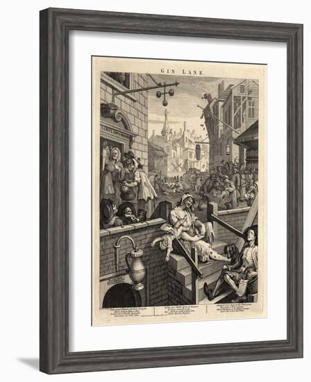 Gin Lane (Beer Street and Gin Lane), 1751-William Hogarth-Framed Giclee Print