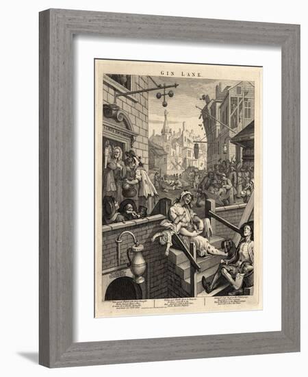 Gin Lane (Beer Street and Gin Lane), 1751-William Hogarth-Framed Giclee Print