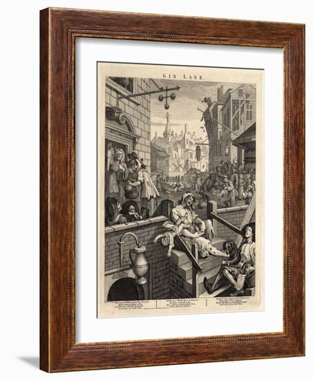 Gin Lane (Beer Street and Gin Lane), 1751-William Hogarth-Framed Giclee Print