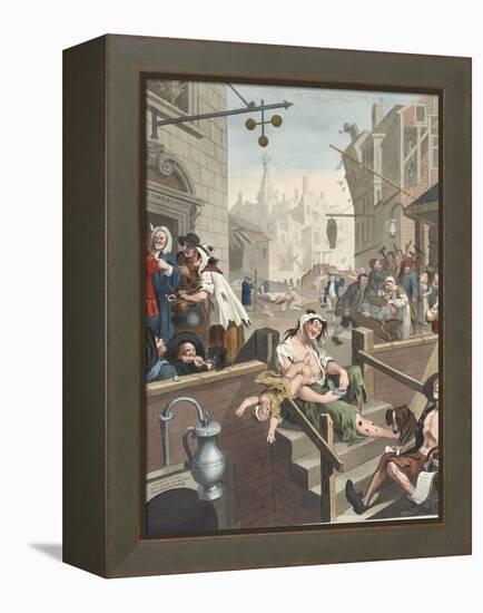 Gin Lane, Illustration from 'Hogarth Restored: the Whole Works of the Celebrated William Hogarth,…-William Hogarth-Framed Premier Image Canvas