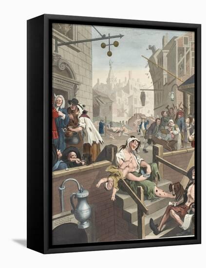 Gin Lane, Illustration from 'Hogarth Restored: the Whole Works of the Celebrated William Hogarth,…-William Hogarth-Framed Premier Image Canvas