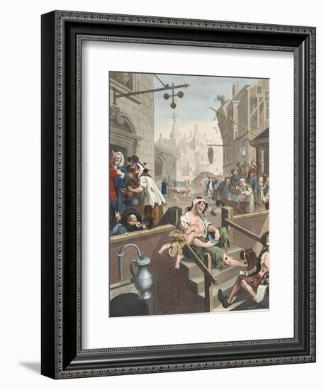 Gin Lane, Illustration from 'Hogarth Restored: the Whole Works of the Celebrated William Hogarth,…-William Hogarth-Framed Giclee Print