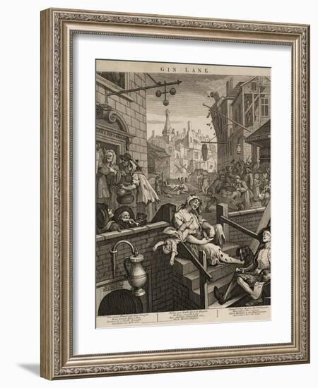 Gin Lane-William Hogarth-Framed Giclee Print