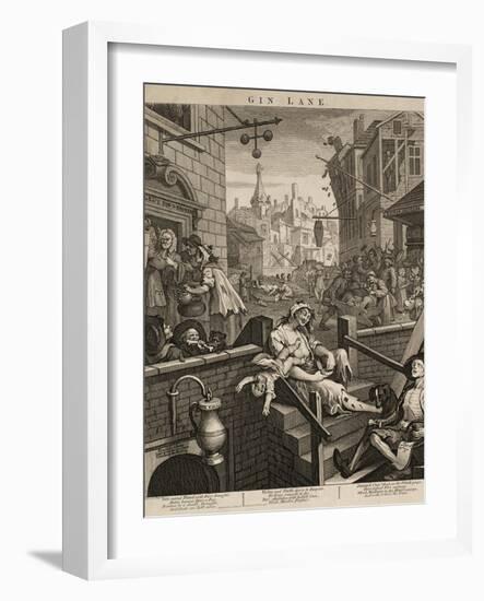 Gin Lane-William Hogarth-Framed Giclee Print