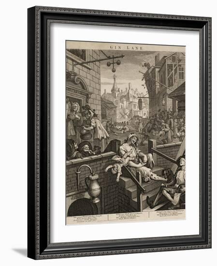 Gin Lane-William Hogarth-Framed Giclee Print