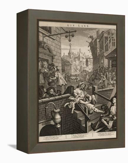 Gin Lane-William Hogarth-Framed Premier Image Canvas