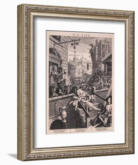 Gin Lane-William Hogarth-Framed Art Print