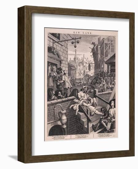 Gin Lane-William Hogarth-Framed Art Print