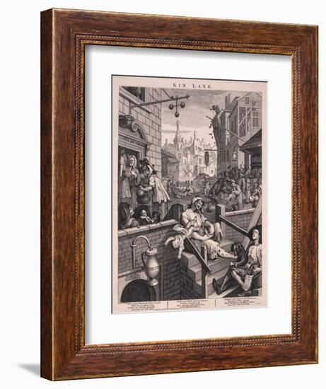 Gin Lane-William Hogarth-Framed Art Print