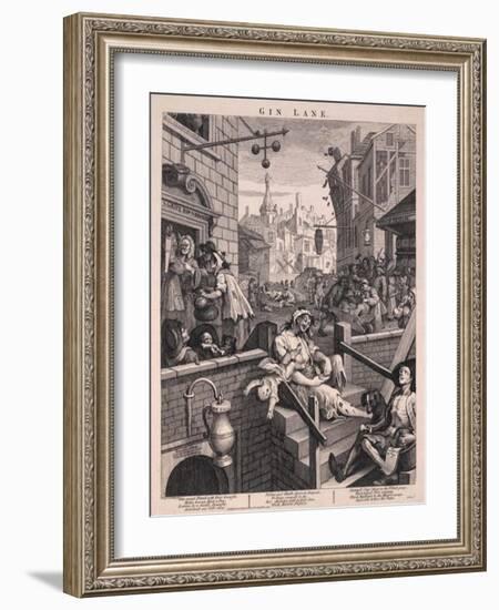 Gin Lane-William Hogarth-Framed Art Print