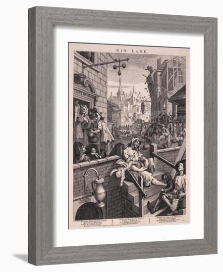 Gin Lane-William Hogarth-Framed Art Print