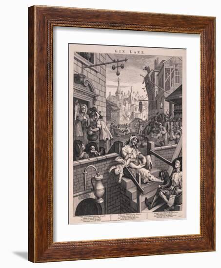 Gin Lane-William Hogarth-Framed Art Print