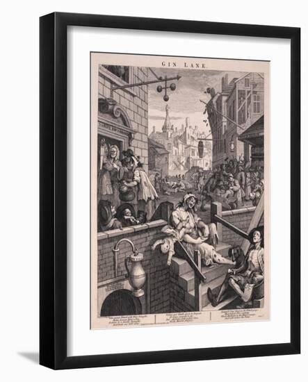 Gin Lane-William Hogarth-Framed Art Print