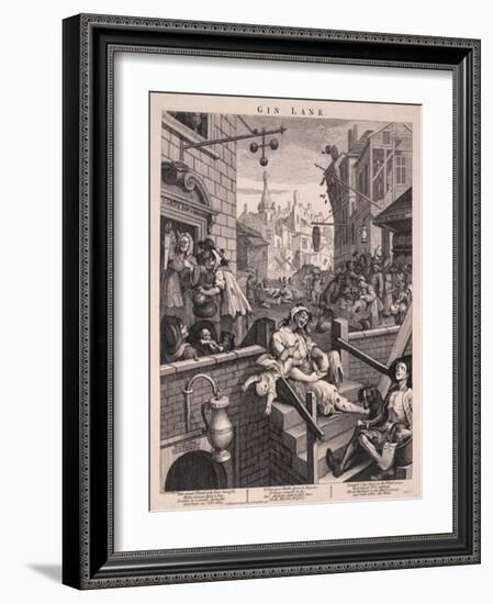 Gin Lane-William Hogarth-Framed Art Print