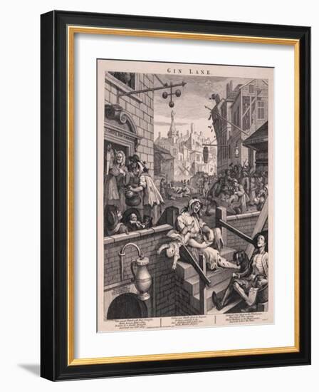 Gin Lane-William Hogarth-Framed Art Print