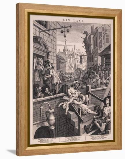 Gin Lane-William Hogarth-Framed Stretched Canvas