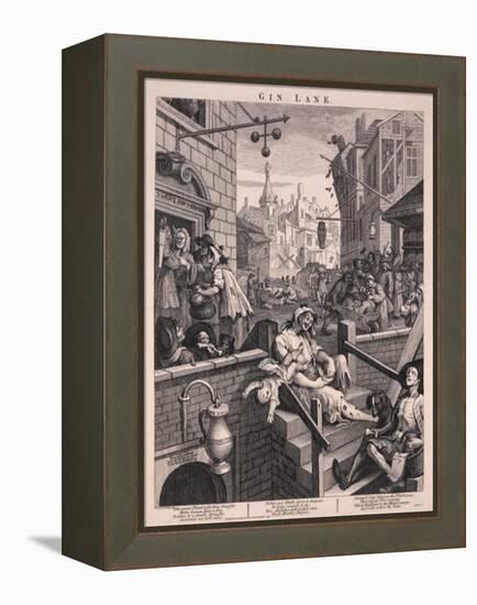 Gin Lane-William Hogarth-Framed Stretched Canvas