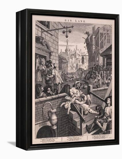 Gin Lane-William Hogarth-Framed Stretched Canvas