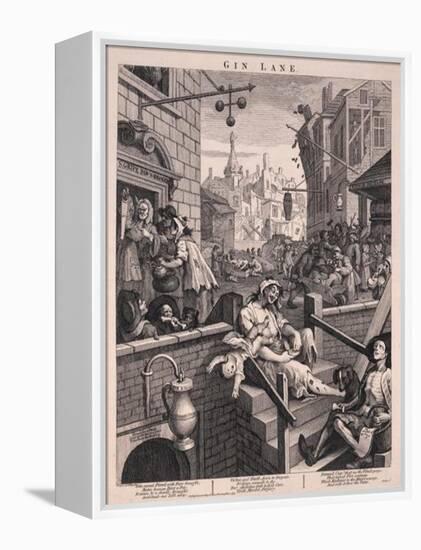 Gin Lane-William Hogarth-Framed Stretched Canvas