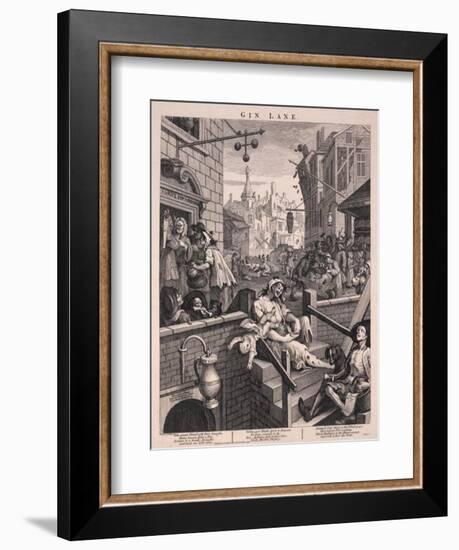 Gin Lane-William Hogarth-Framed Premium Giclee Print