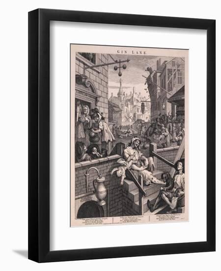 Gin Lane-William Hogarth-Framed Premium Giclee Print