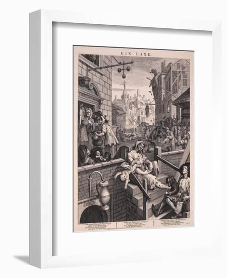 Gin Lane-William Hogarth-Framed Premium Giclee Print