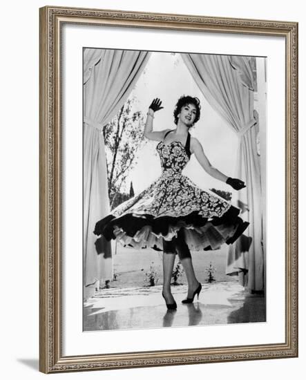 Gina Lollobrigida at Her Villa Near Rome, Italy, 1956-null-Framed Photo