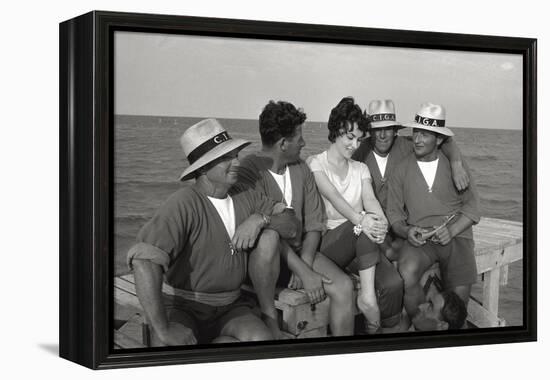 Gina Lollobrigida on the Seashore with Lifeguards-null-Framed Premier Image Canvas