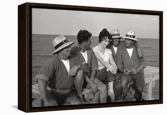 Gina Lollobrigida on the Seashore with Lifeguards-null-Framed Premier Image Canvas