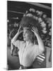 Gina Lollobrigida Trying on Native American Head Piece-Peter Stackpole-Mounted Premium Photographic Print