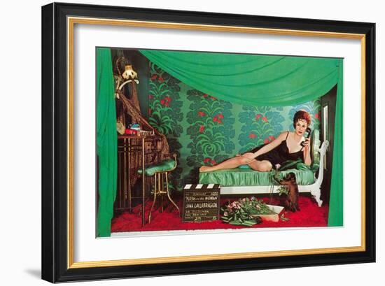 Gina Lolobrigida with Monkey-null-Framed Art Print