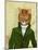 Ginger Cat in Green Coat-Fab Funky-Mounted Art Print