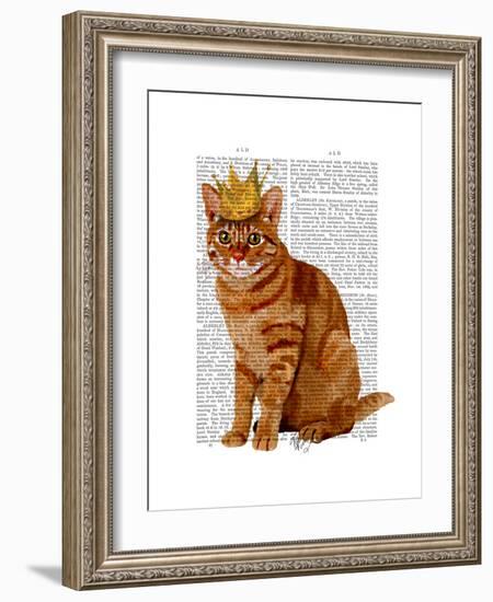 Ginger Cat with Crown Full-Fab Funky-Framed Premium Giclee Print